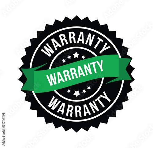 Warranty Black and Green Ribbon Badge Seal 