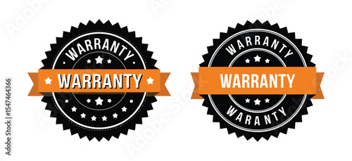 Warranty Black and Orange Badge Seal Stamp