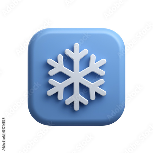 Blue snowflake. 3d rendering isolated on white background. Cartoon plastic style icon