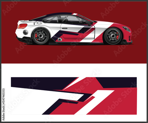 Race Car Design with Red White and Dark Blue Stripes