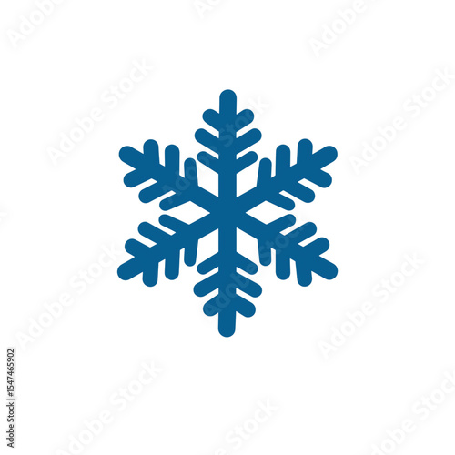 Blue snowflake. 3d rendering isolated on white background. Cartoon plastic style icon