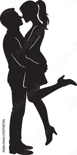 Romantic Couple Hugging Silhouette

