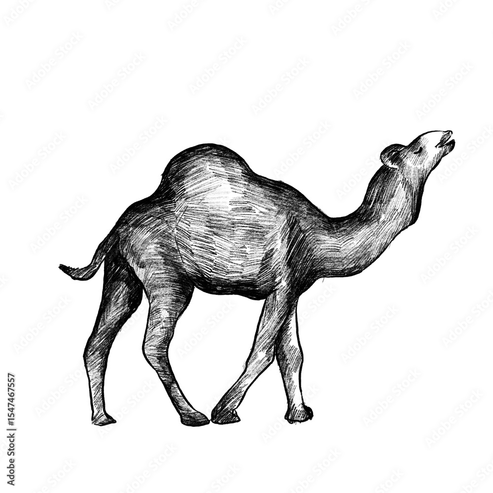 Fototapeta premium Camel Sketch Hand Drawn Illustration for Idul Adha Qurban and Farm Education Design