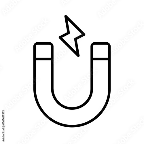 Electromagnetic Magnet with Power Charge Symbol Icon vector
