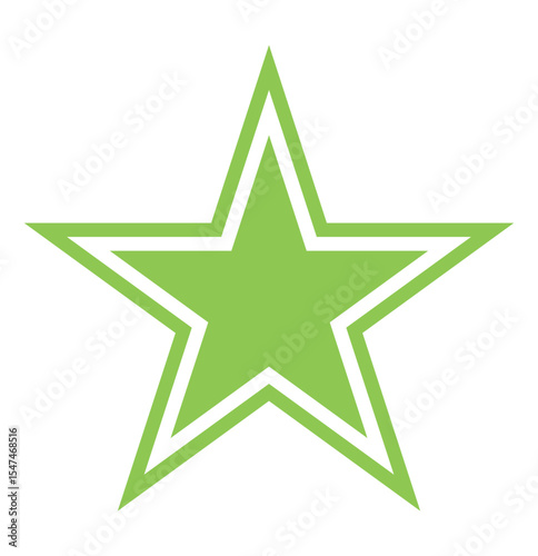 Outlined green star icon on white background. Star icon logo. Star with white inline. 
