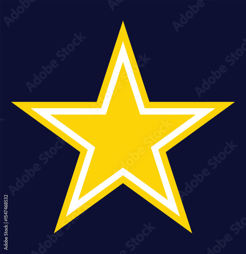 Outlined yellow star icon on white background. Star icon logo. Star with white inline. 