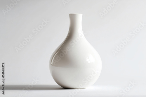 Elegant white ceramic vase with a smooth finish, isolated on a white background, perfect for home decor.