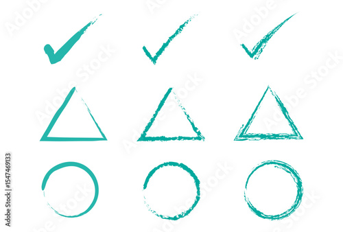 Brush strokes, shapes, marks