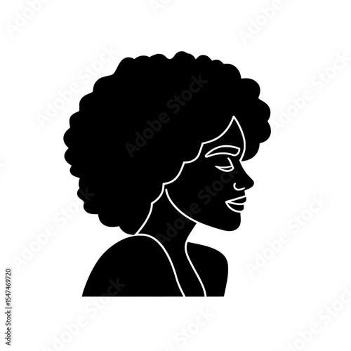 black woman minimalist line art icon logo symbol black color only’ is rephrased to ‘logo or symbol featuring minimalist line art of black woman in black