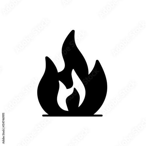 On a white background, a modern illustration features the silhouette of a fire icon