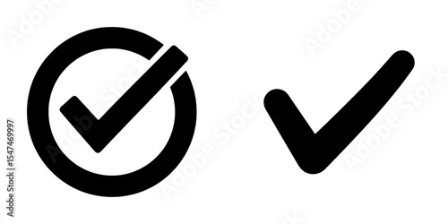 Modern design incorporates a simple illustration collection set featuring a flat black and white checkmark symbol sign icon