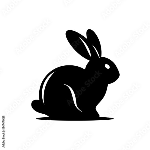 Modern illustration of a black bunny silhouette isolated on a white background