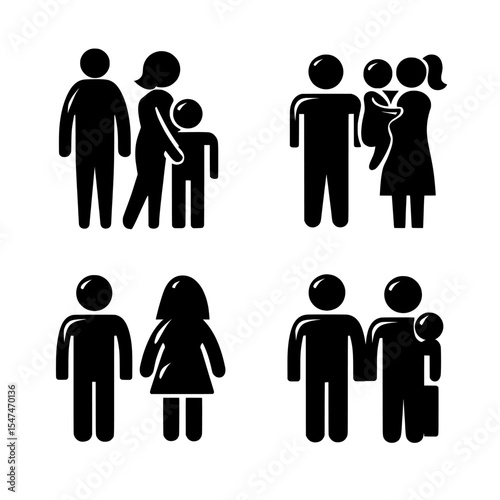 The relationships collection is comprised of black illustrations, including a style icon set that highlights friendship and family relations, and incorporates symbols of human social communication,