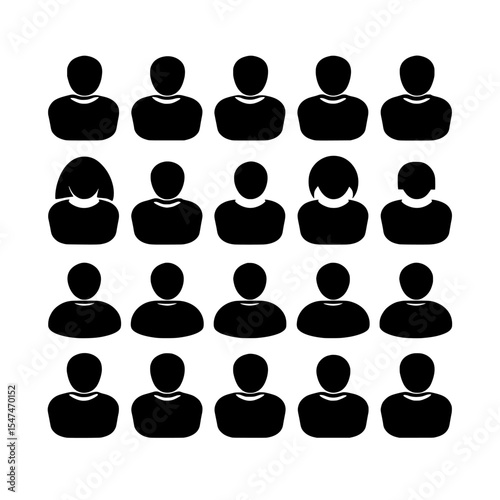 The icon set contains editable stroke thin line designs for people, humans, and persons, and includes a range of symbols such as participants, groups, teams, organizations, communities, populations,