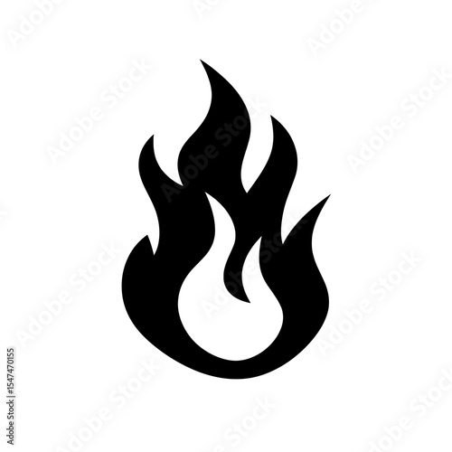 Modern icon set contains a flame icon with black filled and outlined style design