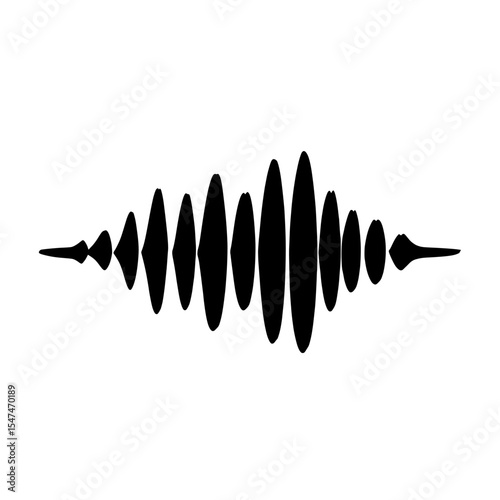 Modern sound waves with a black halftone effect flow in isolation on a white background, serving as a waveform pattern for various applications including music, dictaphone, podcast, voice message, or