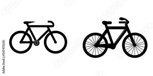 A bundle of silhouette bicycle icons are isolated on a white background