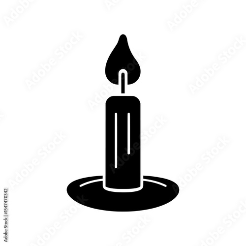 Burning candle on white, a modern stock image