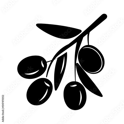 The silhouette of an olive branch is set against a white background, suitable for logo, icon, or design elements