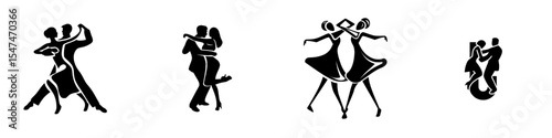 A modern one-line art logo featuring a dancing couple on a white background is desired