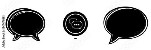 Isolated black and white flat art live chat icon