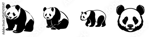 A black and white panda silhouette is illustrated in isolation on a white backdrop