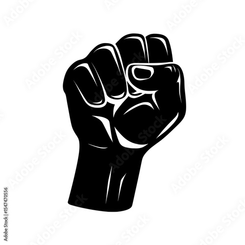 The image features a raised fist line art modern illustration, including a clenched fist hand sign and fist up hand symbol clip art, with a perfect black silhouette for use in powerful and symbolic