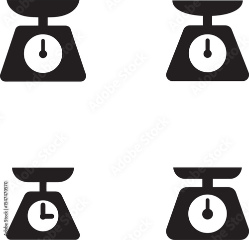 Four Simple Black and White Kitchen Scale Icons