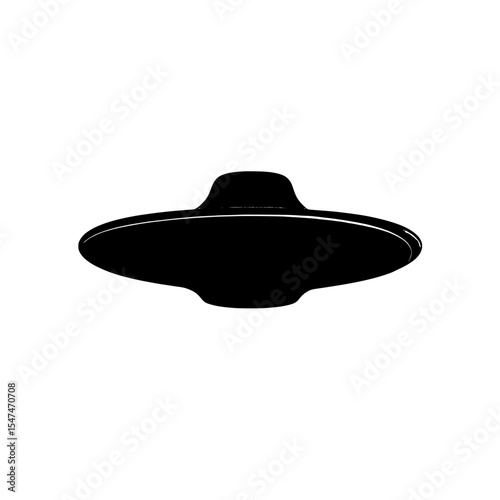 Modern silhouette illustration of a saucer on a white background is depicted in isolation