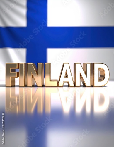 Finland national flag with golden text reflecting cultural pride and identity