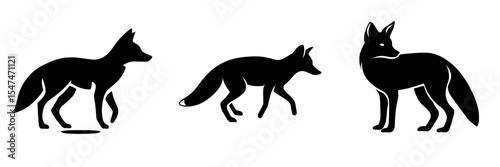 Image of a fox in silhouette form created as a modern and set against a white background