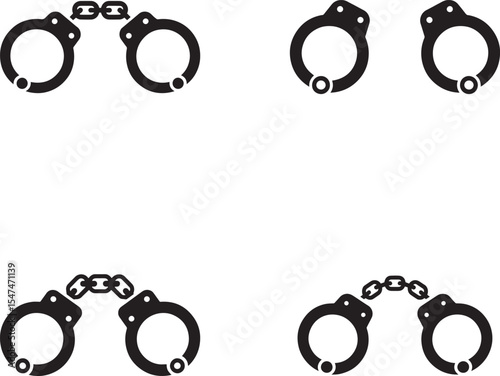 Four Simple Black and White Handcuff Icons