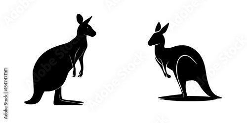 A modern kangaroo silhouette is shown in illustration form, set against a plain white background