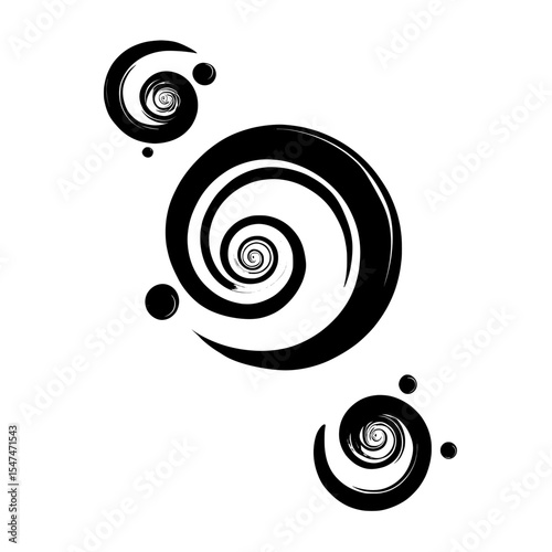 The design element set includes Modern Black silhouettes on a white background with spiral and swirl motion of twisting circles