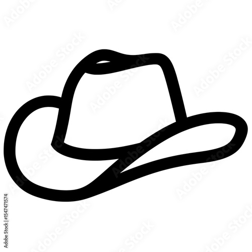 The modern illustration of a cowboy hat is characterized by a continuous one-line drawing, highlighting a minimalist and premium design isolated on white with an editable outline