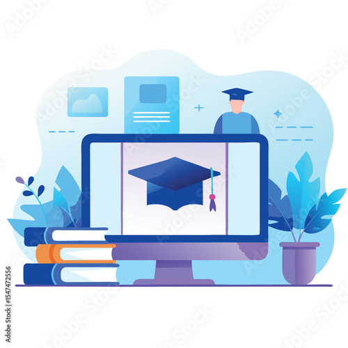 Online education concept design for UI designer and website banner