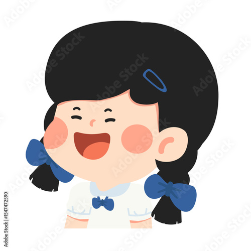 Cartoon Illustration of a Happy Girl