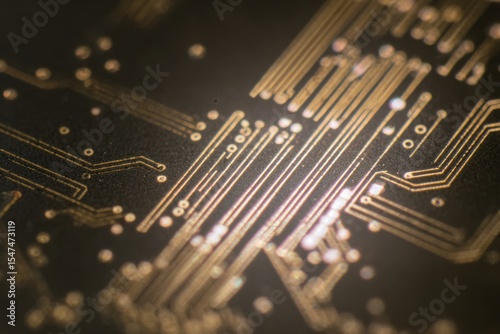 Close-Up View of Semiconductor Chip Under Microscope