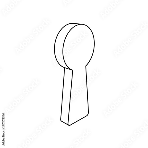 The outline of a large keyhole symbol is made with black lines. 3D view of the object in perspective. Vector illustration on white background
