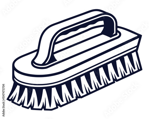 Clean vector illustration of a cleaning brush with handle isolated on white background for design elements.