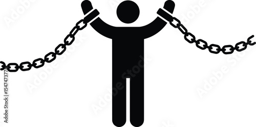 Illicit Trafficking Vector Illustration of Chains Breaking Free in a Dark Environment