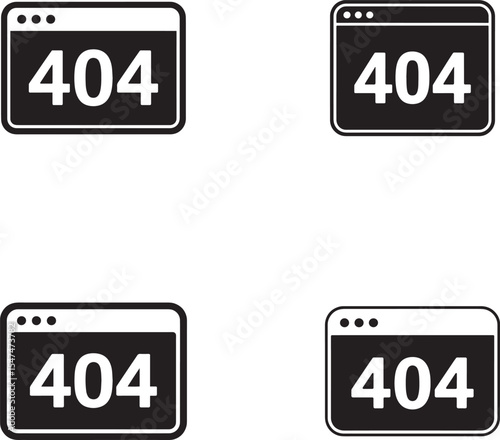 Four 404 Error Pages Icons Set