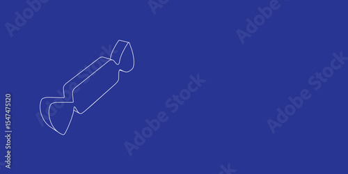 The outline of a large candy symbol made of white lines on the left. 3D view of the object in perspective. Vector illustration on indigo background