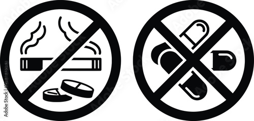 Vector Illustration on Illicit Trafficking with Symbols of Prohibition in a Graphic Environment