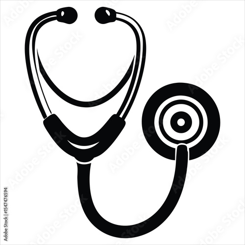 Stethoscopes silhouette, Stethoscopes vector illustration, Stetoscop icon silhouette vector illustration, simple black silhouette of a stethoscope, Medical equipment