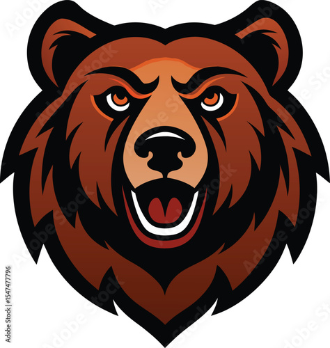 Grizzly bear head mascot logo design