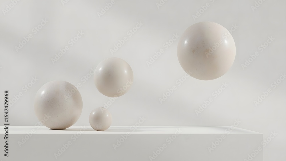 Off White Spheres Floating Minimalist Still Life off-white Off White Spheres Floating Minimalist Still Life off-white