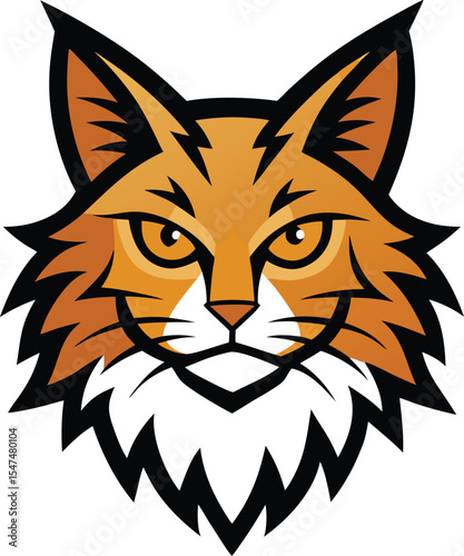 Maine coon cat head mascot logo design