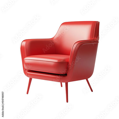 red leather armchair isolated