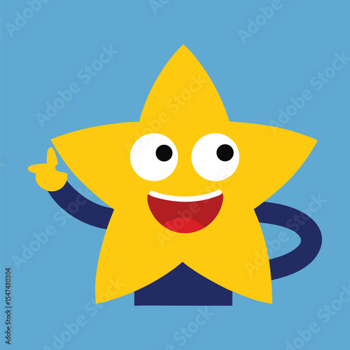 Star Holding Emoticon Cartoon Expression
